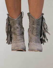 Stilvolle Damen Stiefel mit Fransen - Selena – Grau