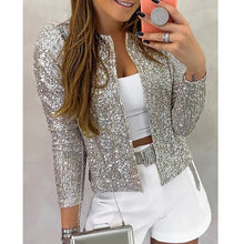 Glitzernde Abendjacke | Eleganter Schnitt & Funkelndes Design | Stilvolles Highlight – Silber
