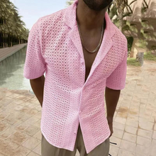 Luca | Offenes Strickhemd mit Retro-Vibes & modernem Flair – Rosa
