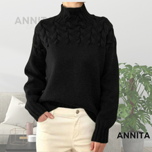 Stilvoll Baumwollrollkragen Gestrickter Pullover Für Damen | Perfekt für Casual Days – Schwarz
