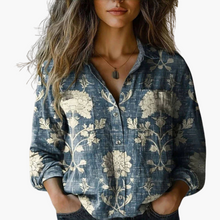 Birgit | Bedruckte Vintage-Bluse – Blau