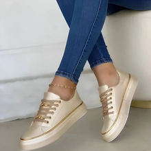 Pauline | Damen Plattform Schnür Sneakers – Gold