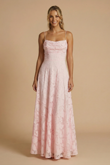 Damen Maxikleid mit Blumenmuster, ärmellos und taillierter Passform – Rosa