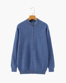 Wesley | Rippenstrick Reißverschluss Kaschmir Strickjacke für Männer – Blau