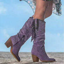 Boho Western Cowboystiefel für Damen | Wadenlang – Lila