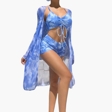 Lotta | 3-teiliges bedrucktes Bikini-Set – Blau