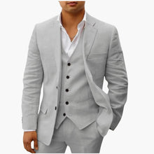 Herren Sommeranzug dreiteilig mit Weste Jacke und Hose – Hellgrau