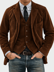 Steffen | 2-teiliges Set: Blazer und Weste – Braun