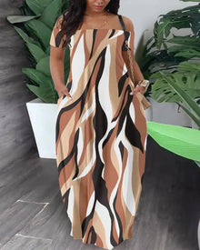 Tanya - Plus Size Safari Kleid Farbenfroh – Holz braun