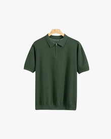Brooks | kurze Ärmel Männer halb Reißverschluss stricken Poloshirt – Dunkelgrün