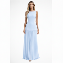 Elina | Damen Elegantes Plissee Maxi Kleid Formell – Plissee Maxi Elegant 2026 – Himmelblau