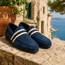 Hanno - Lässige Gestreifte Slipper – Blau