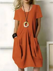 Yolanda® | Stylisches Kleid mit Taschen – Orange