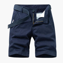 Herren-Cargo-Shorts aus Mischgewebe mit verstellbarem Gürtel und Taschen – Dunkelblau