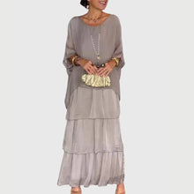 Maja | Damen Boho Geschichtetes Maxi Shorts Kleid – Grau