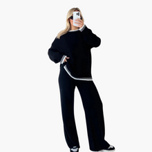 Alyssa | Gemütliches Strick-Zweiteiler-Lounge-Set – Schwarz