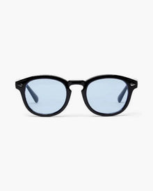 Jayden | Schwarzer Rahmen Runde Sonnenbrille für Männer – Blau