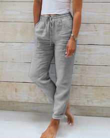 Lena | Bequeme Leinenhosen – Grau