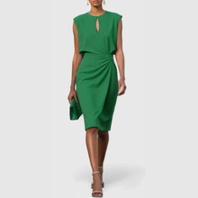 Karla | Damen Ärmellos Gerafftes Midi Kleid – Grün