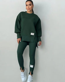 Zweiteiler mit Oversize-Sweatshirt | Schmale Hose | Urbaner Streetstyle – Grün
