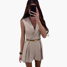 Stylisches Jumpsuit für Frauen – Rosie ärmellos und modern – Beige