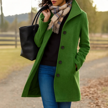 Damen klassischer Wintermantel mit Knopfleiste – Moosgrün