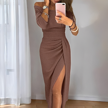 Babette - Elegantes Damenkleid mit Schlitz – Braun