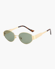 Hazel | Gold Rahmen Smaragd Ovale Gläser Sonnenbrille – Smaragd