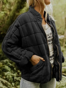 Josiane | Gefütterte Jacke mit elegantem Oversized-Look – Schwarz