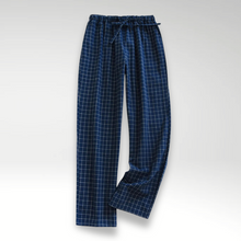 Weite Stoffhose mit Karomuster | Elastischer Bund | Lässiger Komfort – Marineblau