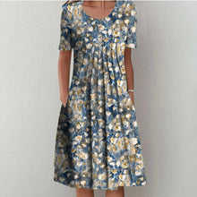 Grace | Effortless Floral Pocket Midi Dress – Florales Hellblau