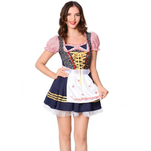 Damen Modisch Mini Oktoberfest Dirndl Kleid – Blau / Rosa