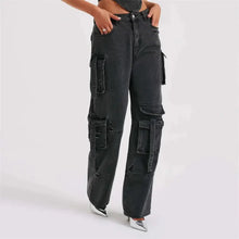 Cargo-Jeans | Lässiger Streetstyle | Weites Bein – Schwarz