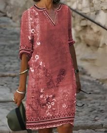 Lucia - Modisches Damenkleid mit V-Ausschnitt – Rot