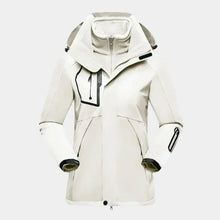 Maja | Damen Warme Winterjacke mit Kapuze – Weiß