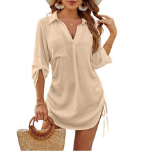 Megan | Luftiges Strand-Hemd mit verstellbarer Taille – Apricot