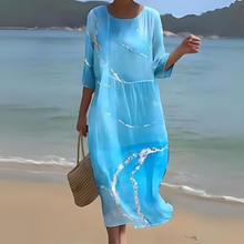 Alina – Fließendes Midi-Kleid – Hellblau
