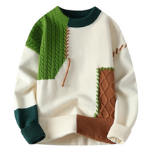 Patchwork-Strickpullover | Kreatives Design | Lässige Passform – Grün