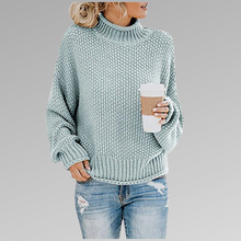 Gemütlicher Damen Strickpullover | Rollkragen – Hellblau