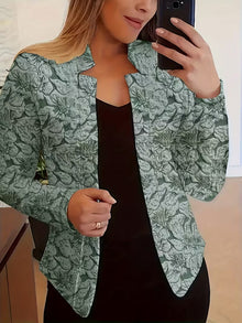 Tifany – Langärmeliger Blazer mit Blumenmuster – Grün