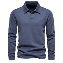 Herren Lässiger Polo | Langarm – Blau