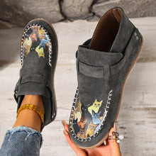 Viktoriy – Flache Stiefeletten mit Katzenmuster Und Schnalle – Grau