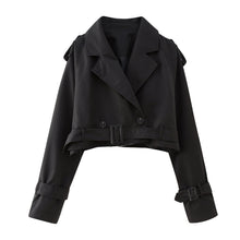 Karla | Damen Schicker kurzer Trenchcoat mit Gürtel – Schwarz