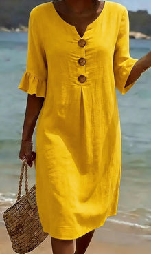 Jonquil - Freizeitkleid mit Knopfleiste vorn – Gelb