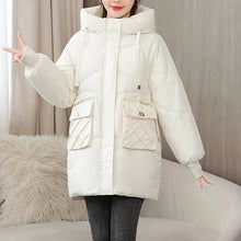 Mittellange modische Pufferjacke für Damen | Perfekt für den Alltag – Beige