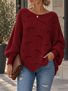 Zeyna – Langärmeliger Strickpullover – Rot