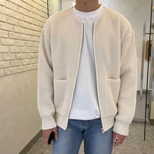 Strickjacke mit entspanntem Schnitt für Herren – Weiß