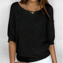 Leonie - Moderner Pullover mit Rundhalsausschnitt – Schwarz