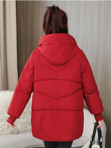Damen Stylischer Mittellanger Puffer Mantel für Damen | Ideal für den Winter – Rot