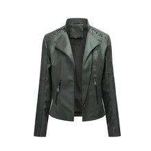 Drune | pu-lederjacke mit reibverschluss – Dunkelgrün
